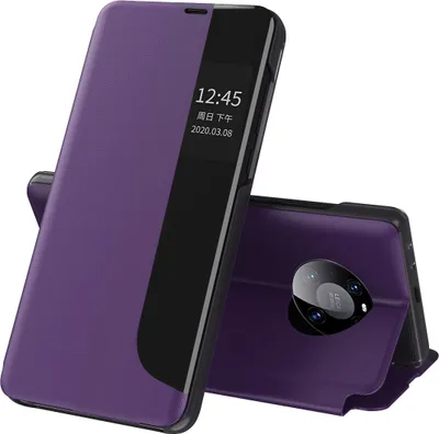 Image de Etui Flip pour Huawei Mate 40 Pro, étui en cuirPolyuréthaneavec fenêtre et fonction stand Violet