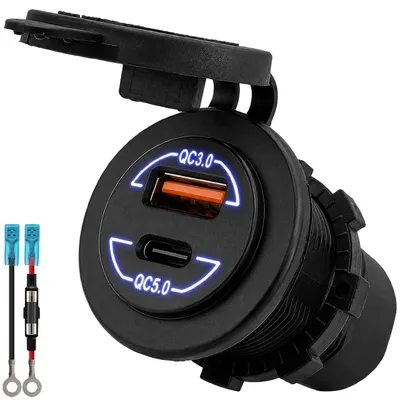 Produktbild von ProRide 12-24V USB/USB-C Einbauladegerät 2 Ports 36W+60W Blau