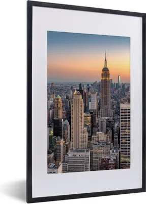 Produktbild von MuchoWow® MuchoWow® Gerahmtes Poster New York - Sonne - Skyline 40x60 cm - Poster mit zchwarzem Bilderrahmen - Poster in Rahmen