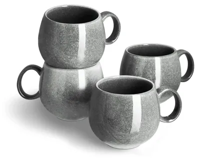 Mokkenset 4-teilig, 550 ml, Steinzeug, grau, Vintage-Stil