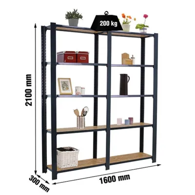 Produktbild von Simonrack Schwerlastregal OFFICLICK 5 8425437127724 anthrazit, braun 160,0 x 30,0 x 210,0 cm