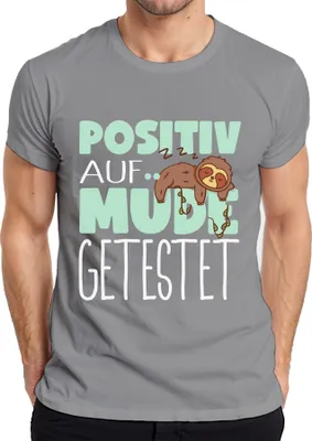 Zdjęcie produktu dla Tested positive for tired sloth sleeping morning grouch śmieszna koszulka męska, szary, M