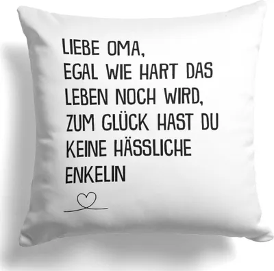 Produktbild von 22Feels Oma Geschenk von Enkelin Geburtstag Weihnachten Rente Frauen Kissen Deko Grossmutter Wohnaccessoires Spruch Wohnzimmer Schlafzimmer Couch