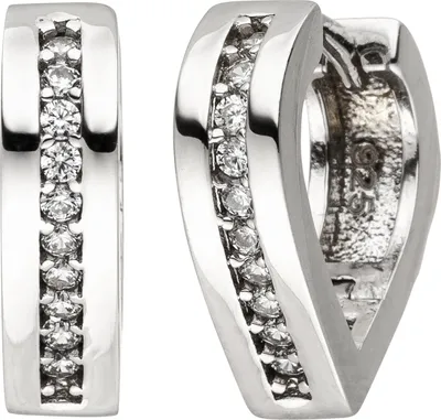 Produktbild von JOBO Creolen spitz 925 Sterling Silber 20 Zirkonia Ohrringe Silbercreolen