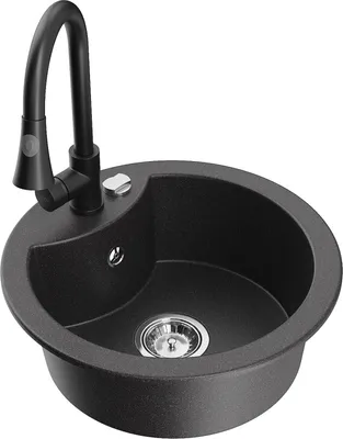 Produktbild von Mexen Diego 1-Becken-Granit-Spüle mit Mischbatterie Elia, Schwarz gesprenkelt - 6512-76-670101-70