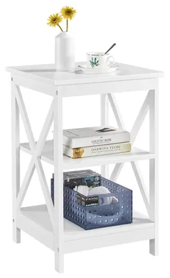 Produktbild von Yaheetech Beistelltisch 3 Ebenen Couchtisch Nachttisch 40x40x61 cm, Weiß
