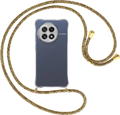 Produktbild von Handykette Backcover-Schutzhülle mit Band (Metall goldfarben) für OnePlus ACE5 5G - braun+beige