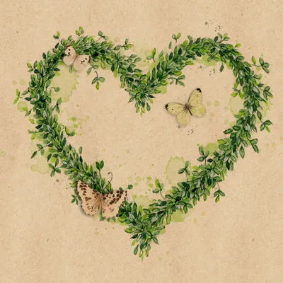 Produktbild von 20 Servietten aus Recycling-Papier Green Dream - Grünes Blätterherz 33x33cm