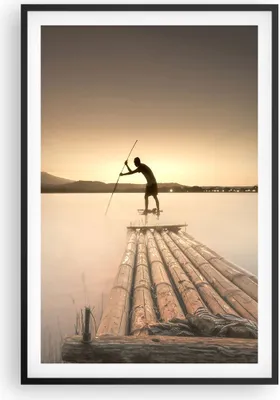 Produktbild von Gerahmtes Poster - Schwarzer Rahmen - Floß Westen die Sonne - 61x91,5 cm - Wand Bild - Wanddeko - Wandbilder - Kunstposter - Wandposter - Bilderrahmen - Bilder - Kunstdruck - Wandbild P2BPA61x91-4353