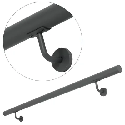 Produktbild von Edelstahl Handlauf 50 - 200 cm Treppengeländer Geländer Wandhandlauf für Treppe aus Edelstahlrohr Komplettset 3 Farben V2Aox, Farbe:Anthrazit, Länge:110 cm