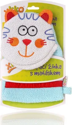 Produktbild von Badehandschuh für Babys mit Katzen-Design und Mustern zum Baden und Spielen