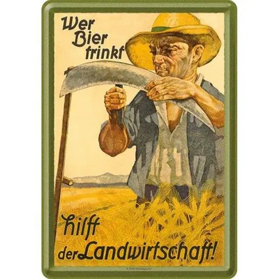 Immagine prodotto di Nostalgic-Art - Cartolina di latta - Open Bar - Bere birra aiuta l'agricoltura