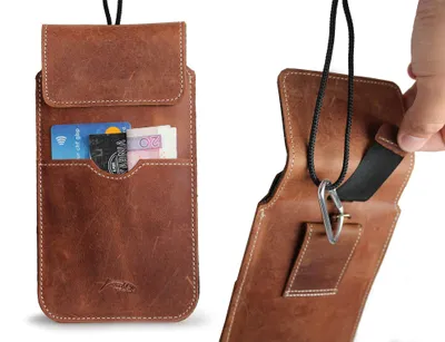Produktbild von LURESKO VISSA 4XL Leder-Halsetui 170x80x9mm (Vintage Braun, Weißer Faden)