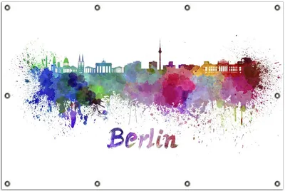Produktbild von Wallario Outdoor-Poster für Garten oder Balkon, Motiv Städte als Aquarell - Skyline von Berlin, in ca. 100 x 150 cm