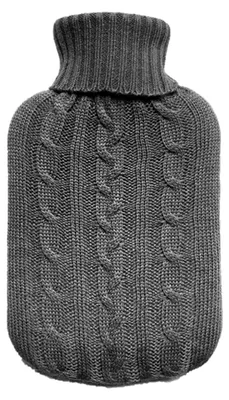 Produktbild von Grau Wärmflaschenbezug aus Strick, ideal für Schmerzen, perfekt für den Winter, nur Bezug (Wärmflasche nicht enthalten)