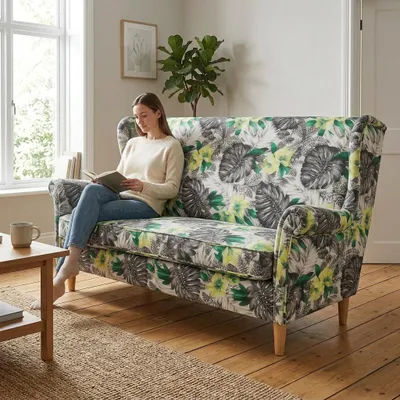 Produktbild von Schlafsofa ARI Spring – Gemustert, Webstoff in Grün, Family Meble, KI-generiertes Bild