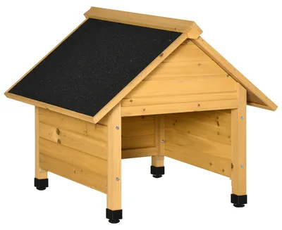 Produktbild von Holzgarage für Rasenmäher Roboter Mähroboter Garage Carport für Rasenroboter Sonnen- & Regenschutz Gelb 75 x 76 x 70 cm