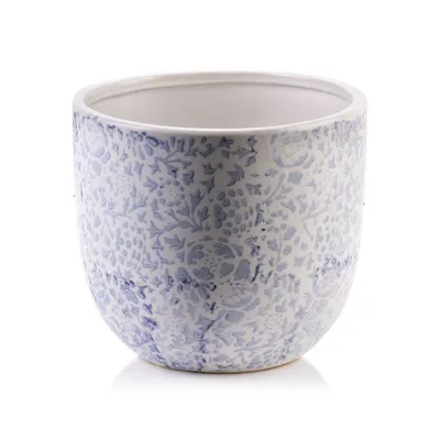 Image de Mondex | Pot de fleurs - 15,5 cm - Bleu - Design unique - Céramique pour intérieur et extérieur