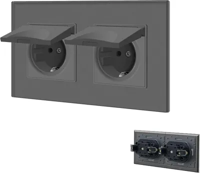 Produktbild von Wandsteckdose 2-fach, wasserdicht, 16A, 157x86 mm, für Innen und Außen