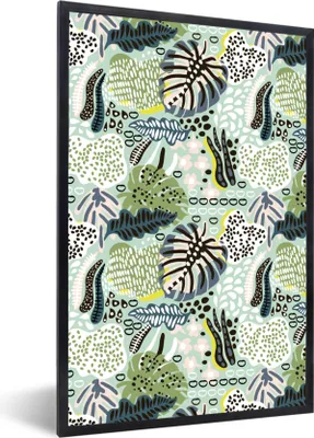 Produktbild von MuchoWow® MuchoWow® Gerahmtes Poster Dschungel - Blätter - Pflanzen 20x30 cm - Poster mit zchwarzem Bilderrahmen - Drucken - Bilder Poster im Rahmen