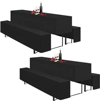 Productafbeelding van 2-delige set biertafelhoezen en bierbankhoezen voor buiten, zwart, 220 x 70 cm