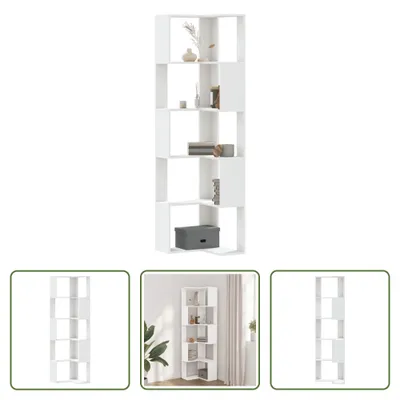 Obrázek produktu pro The Living Store Rohová knihovna 5 polic Bílá 50x50x179 cm Materiál na bázi dřeva