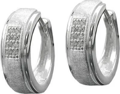 Produktbild von Creolen Creole Ohrringe 14x5mm mit Zirkonia 925 Silber matt-diamantiert Damen