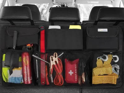 Produktbild von Kofferraum Organizer, 7 große Fächer, 2 lange Klettbänder, 1 Stück, für Auto