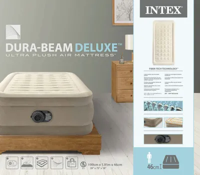 Obrázok produktu pre INTEX TWIN nafukovací matrac 99x191x46 cm so zabudovanou pumpou 220-240V