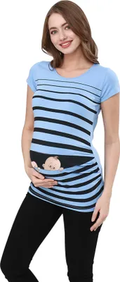 Produktbild von M.M.C. Umstandsshirt Baby Flucht mit Motiv, XL, Babyblau