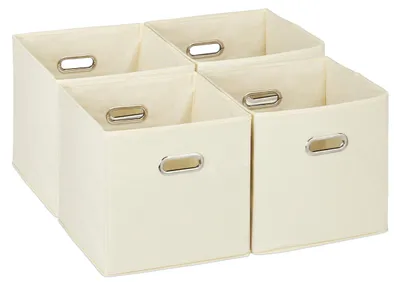 Produktbild von Set mit 4 Aufbewahrungsboxen, Klappregale, HxBxT: 30x30x30 cm, mit Griffen, faltbare Boxen für