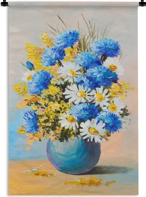 Produktbild von MuchoWow® Wandteppich Wandbehang Sommerblumen - Ölfarben 120x180 cm Tapisserie Dekoration Wandtuch - Schlafzimmer - Dekorationen für das Haus