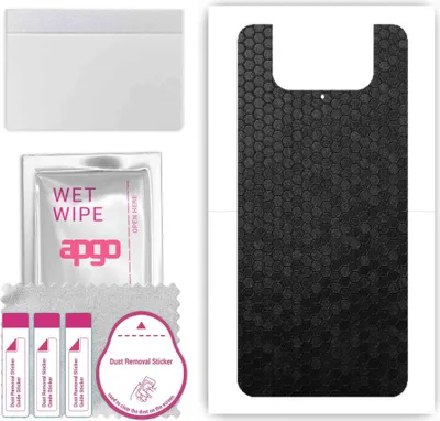 Produktbild von apgo Rückseite Schutzfolie, Skin, kompatibel mit Asus ZenFone 8 Flip, Hinten Displayschutzfolie aus Vinylfolie, kratzfest, einfache Montage - Schwarze Honigwabe