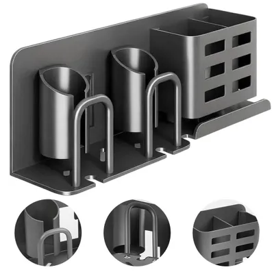 Obrázek produktu pro Organizér do koupelny pro montáž na zeď – držák na elektrické zubní kartáčky, držák na zubní kartáčky pro montáž na zeď v koupelně, pro 2 zubní kartáčky a zubní pastu