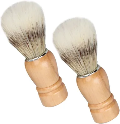 Imagen del producto de Juego de brochas para afeitado, 2 unidades, con mango de madera y cerdas suaves de pelo de caballo, para el afeitado en húmedo