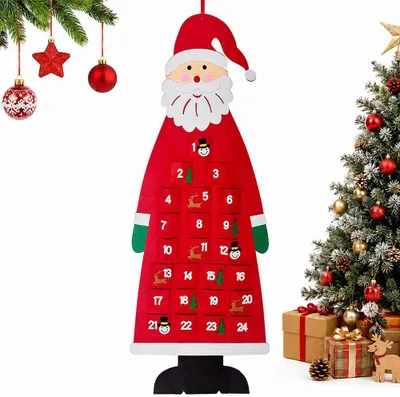Produktbild von Hiqe-FL Wiederverwendbarer Adventskalender für Weihnachten – Adventskalender aus Filz zum Aufhängen an der Wand – Weihnachts-Countdown-Kalender