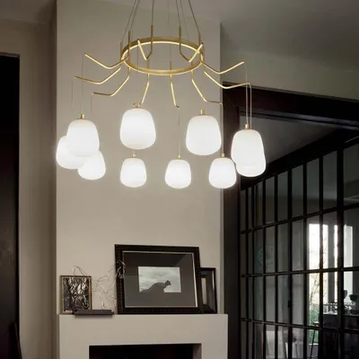 Produktbild von Ideal Lux Pendelleuchte Karousel 10-flg. Messing-Satiniert 206394