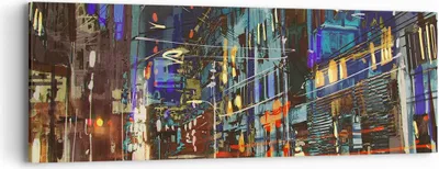 Produktbild von Bild auf Leinwand - Leinwandbild - Stadt Nacht Straße - 90x30cm - Wand Bild - Wanddeko - Wandbilder - Leinwanddruck - Bilder - Kunstdruck - Wanddekoration - Leinwand bilder - Wandkunst - AB90x30-3787