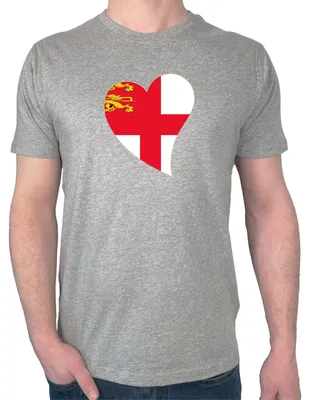 Produktbild von Huuraa Herren T-Shirt Sark Flagge Herz S Sport Grey Bio Baumwolle Fairtrade Herrenshirt Geschenkidee