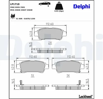 Produktbild von DELPHI Bremsbeläge Satz Hinten Bremsklötze für TOYOTA Yaris Schrägheck (P1) LP1710