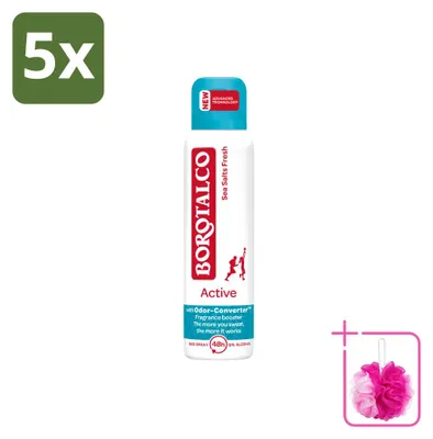 Obrázok produktu pre 5 x Borotalco Active Deodorant vo forme spreju, vôňa morská soľ a citrusy, 150 ml, balenie pozostávajúce z 5 kusov