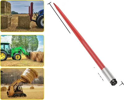Image de Hay Spear, longueur 49", capacité de charge 4500 lb, acier à ressort revêtu rouge, 45x1250 4500lb