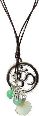 Produktbild von Halskette mit Om -Zeichen Anhänger Handarbeit Mehndi Vintage Geschenkidee Amazonit