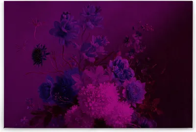 Produktbild von Leinwandbild Blumen 60 x 90 cm - Wandbild Lila - Keilrahmen Floral Vintage Wohnzimmerdeko Wanddeko Wandgemälde