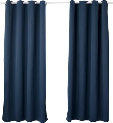 Produktbild von WOLTU Vorhang Blickdicht mit Ösen Thermovorhang Kälteschutz 2er Set Verdunklungsvorhänge Wärmeisolierend Gardinen , 250g/m² Dicke Thermogardine Dunkelblau, 135x225 cm