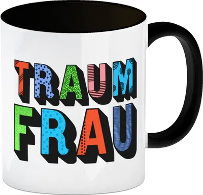 Produktbild von Traumfrau Kaffeebecher Henkel und Innenseite Schwarz