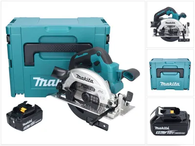 Image de Makita DHS 661 T1J Scie circulaire 18 V 165 mm Brushless + 1x batterie 5,0 Ah + Makpac - sans chargeur
