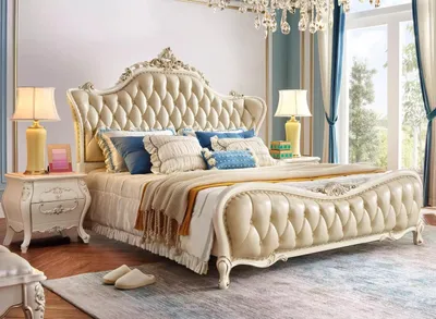 Zdjęcie produktu dla Zestaw do sypialni klasyczne łóżko chesterfield 2х szafki nocne lite drewno 3szt