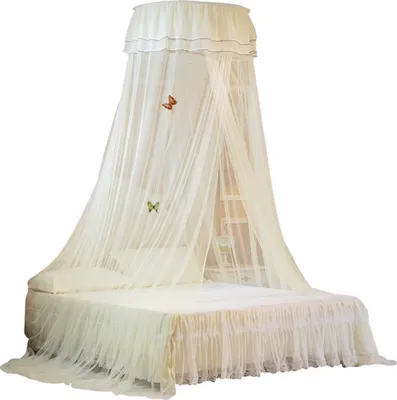 Produktbild von Universal Dome Bed Canopy Einzeleingang Feinmaschiges Bettnetz Spitzenvorhang Prinzessinnenstil Schlafzimmerdekoration Einfache Installation Weiss