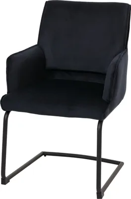 Produktbild von Freischwinger HWC-N60, Esszimmerstuhl Küchenstuhl Stuhl, Stoff/Textil   anthrazit-blau